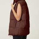 Athlisan Womens Zip Up Puffer Vest Stand Collar Sleeveless Padded Jacket Coat (Brown)