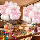 Bow Balloons,Light Baby Pink White Balloon with Bow Foil Balloon,for Women Birthday Party Bachelorette Bridal Engagement Coquette Theme Wedding Anniversary Supplies