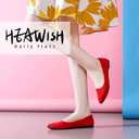 HEAWISH Womens Black Flats Shoes Comfortable Suede Pointed Toe Slip On Casual Ballet Flats Dress Shoes Nude Flats (9, Red)