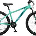 Mongoose Grafton Mountain Bike, 26 Inch Bike for Men and Women, 21 Speed, Aluminum Frame, Knobby Mountain Tires, Suspension Fork, Trigger Shifters, Mechanical Disc Brakes, Adult Bicycle