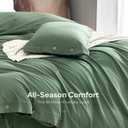 JELLYMONI 100% Washed Cotton Duvet Cover Full – Soft, Breathable Linen-Look Bedding with Natural Wrinkle Texture, Button Closure, 3-Piece Set (Dusty Green, 80"x90")