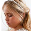 SWEETV Silver Flower Girl Headpiece for Wedding Crystal Baby Girl Headband Flower Crown Communion Hair Accessories for Birthday, Photography