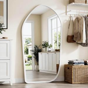Suidia Full Length Mirror, Oversized Floor Mirror with Solid Wood Frame, Large Standing Mirror for Bedroom Living Room, Wood Art Style, White, 86" L x 40" W