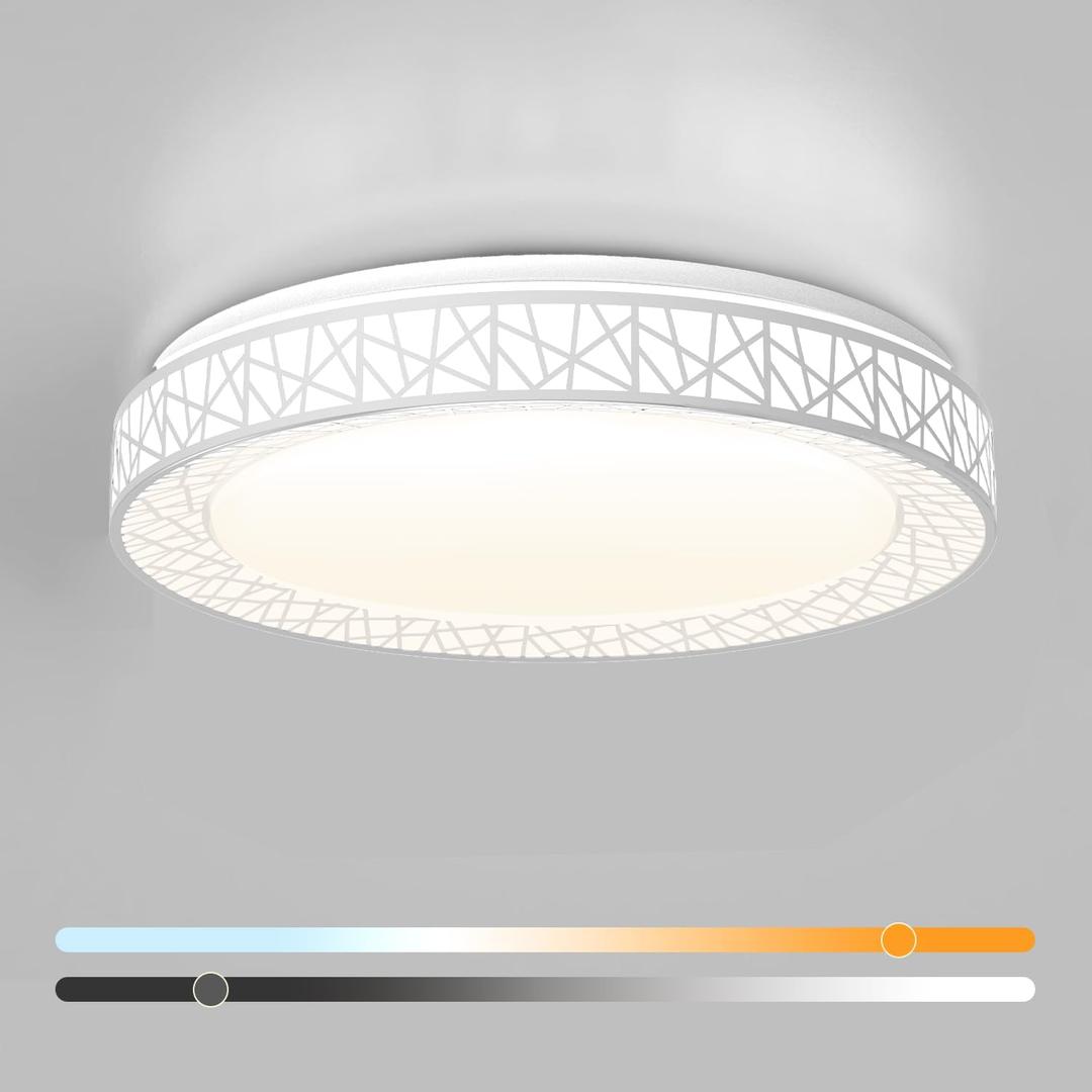 Lightania 20 Inch Flush Mount Ceiling Light, Modern White LED Ceiling Light Fixture, 42W 4000LM 2700-6500K Adjustable, Dimmable Ceiling Lights for Bedroom, Kitchen, Hallway, Bathroom, ETL Listed 20 inch, White