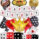 16 Pcs Casino and Dice balloons, Large Dice Casino party balloons, game night Decorations for Birthday Party, Las Vegas Party Decorations Include Dice and Poker Balloons, 1 Poker Birthday Banner