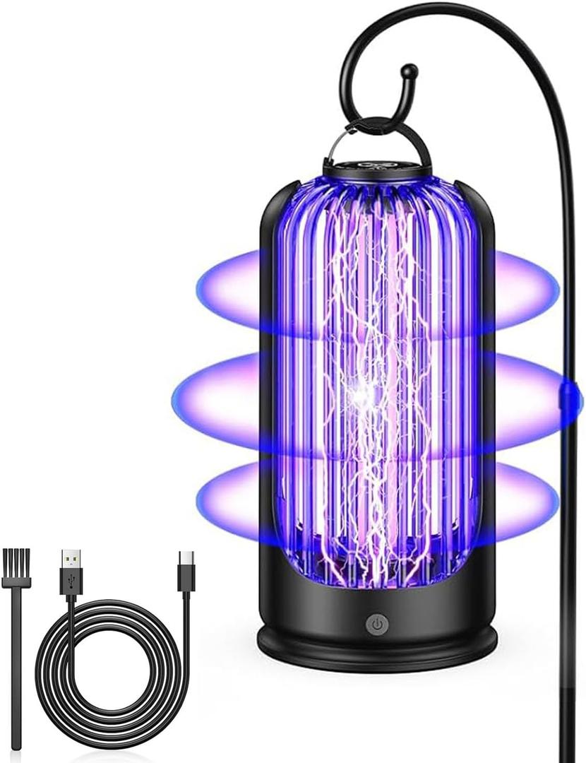 Flying Insect Trap, Bug Zapper for Indoor Outdoor, Rechargeable Mosquito Zapper with 3600V High Powered, Electric Pest Control Insect Fly Zapper Can Attract Gnats, Mosquitoes, Flies, Moths