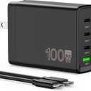 100W USB C Charger Block,4-Port GaN Fast Charger Compatible with MacBook Pro, MacBook Air, Google Pixelbook, ThinkPad, Dell XPS, iPad Pro, Galaxy iPhone All USB C Devices 6ft