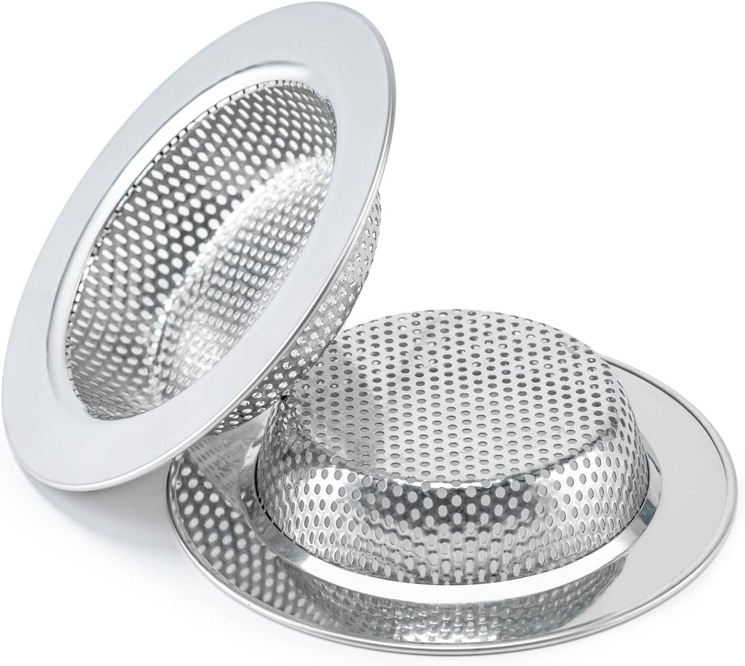 Honmein 2 Pcs Sink Strainer for Most Kitchen Sink Drain Basket, Upgraded Double-Layer Safe Design Kitchen Sink Strainer (Outer Diameter 4.5 Inch)