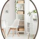 Barnyard Designs Round Metal Framed Wall Mirror for Bathroom Vanity, Bedroom, Circle Desk Mirror (24", Iron Metal Grey)