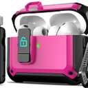 R-fun for AirPods Pro 2 Case Cover with Lock & Cleaning Kit, Keychain, Magnetic Lid, Compatible with AirPods Pro 2nd/1st Generation Protective Case, Support Wireless Charging, Pink