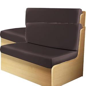 HACLEN 2PCS Waterproof rv dinette Cushion Covers Booth Set, PU Leather rv seat Covers dinette Booth Cushions for RV Camper Car Bench (Brown, 2 Backrest Cover+2 Bench)