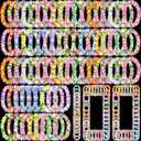 Sherr 100 Pcs LED Hawaiian Leis Luau Party Decorations Light Up Leis Bulk with Green Leaves Tropical Flower Necklaces for Wedding Beach Carnival Summer Birthday Supplies Party Favors