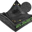 Shade Cloth for Garden, 40% 20 x 20 FT Black Mesh Tarp with Reinforced Grommets, Sun Shade Net Greenhouse Shade Cloth for Plants Cover, Vegetables, Patio, Chicken Coop Sunshade