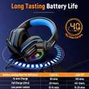 Ozeino 2.4GHz Gaming Headset Wireless with Flip Mic for Ps5, Ps4, PC, Gaming Headphones with RGB Light, 40Hr Battery Bluetooth Headset for Laptop, Mobile, Mac