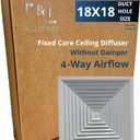 Fixed Core Ceiling Diffuser Without Damper | Premium Quality Aluminum Air Vent for HVAC Systems | Easy Installation & Superior Airflow | Multiple Sizes (18"x18" 4-Way Air Flow)