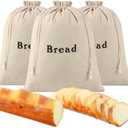 Woanger 3 Pieces Linen Bread Bags Burlap Reusable Drawstring Bread Bags 12 x 15 Inch Unbleached Loaves Pastries Pouch Handmade Food Storage for Bakery Picnic Wedding Wrapping Camping Supplies