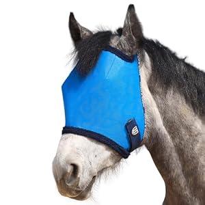 Harrison Howard All Round Mesh Horse Fly Mask UV Protective with Fleece Padded Edging Sky Blue M