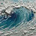 V-inspire 24 x 48 inches Ocean Wave Textured Canvas Wall Art, Modern Seascape Painting, Blue and White Coastal Decor