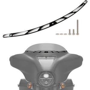 4 Slotted Track Polished Batwing Fairing Windshield Windscreen Trim Molding Clips Accent Parts for Touring Street Glide Electra Tri Ultra Limited 2014-2024(Black)