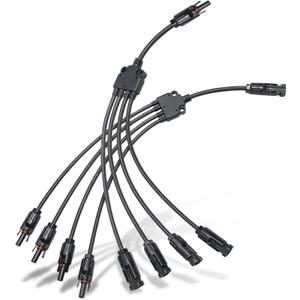 ECO-WORTHY Solar Connectors Y Branch 1 to 4 Parallel PV Adapter Cable Wire Plug Tool Kit for Solar Panel(M/FFFF and F/MMMM)