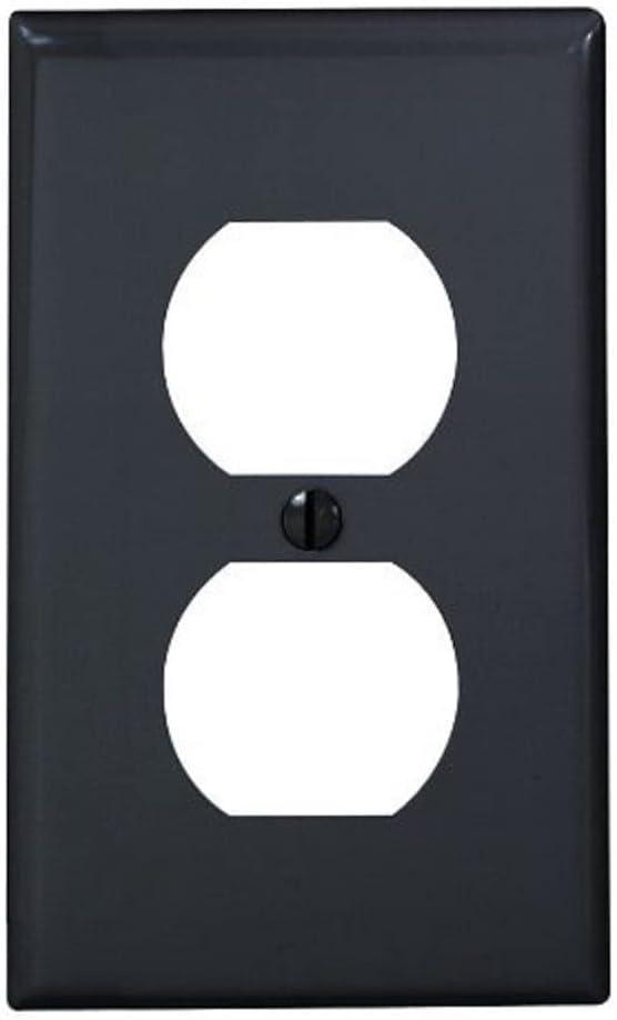 Leviton 1-Gang Duplex Device Receptacle Wallplate, Standard Size, Thermoplastic Nylon, Device Mount, 80703-E, Black
