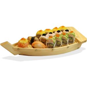 Kichgather 16.5 Wooden Sushi Serving Tray Boat Plate for Restaurant or Home Kichgather 16.5 Wooden Sushi Serving Tray Boat Plate for Restaurant or Home