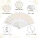 EOSAU Handheld Chinese Folding Fan Hand Fans for Women Foldable Bulk for Party Wedding Church Dancing (50 Pack White)