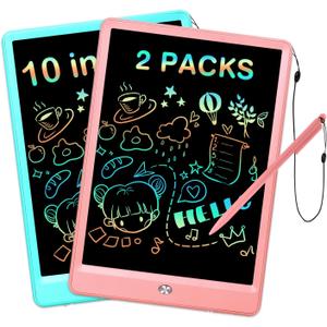 EooCoo Toys for Ages 3-6, Drawing Board 2 Pack, 10 Inch LCD Writing Tablet, Electronic Drawing Tablet, Girl/Boy Birthday Gift, Kids Toys, Drawing Pad Girls Gifts, Kids Travel Essential (10pink&blue)