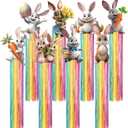 8 Pcs Easter Decorations Outdoor 3.6ft Easter Party Favors Bunny Hanging Decorations with Tassels Rabbit Garland Yard Hanging Signs for Wall Home Yard Lawn Tree Party Supplies Garden Decor