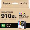 910XL Ink Cartridges Combo 4-Pack High Yield Replacement for HP 910 910XL Ink Compatible with HP OfficeJet 8010 8020 Pro 8030 8015 8025 8028 8035 8018 8022 e Printers Color Black Cyan Magenta Yellow