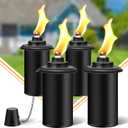 4 Pack Torch Canisters,16oz Replacement Torch Refillable Canisters with Wicks,Caps, Outdoor Citronella Fuel Torch Canister for Luau Party, DIY Garden Decor.