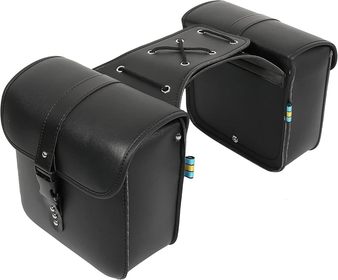 Motoforti Pair Motorcycle Saddlebag Side Tool Bags Cycling Luggage Bag Waterproof Quick Release Buckles (Black)