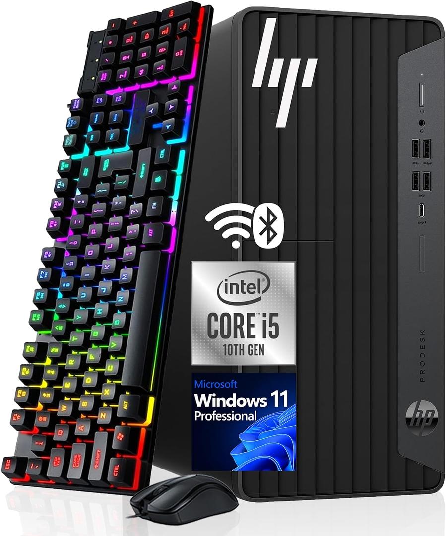 HP ProDesk 600 G6 Tower PC Desktop Computer, Six-Core i5-10500 Up to 4.50 GHz, 16GB DDR4, 512GB SSD, Keyboard and Mouse, WiFi, BT, 4K Support, Windows 11 Pro 