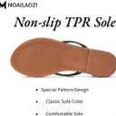 Flip Flops Sandals for Women, Summer Fashion Leather Slippers, Lightweight Comfortable Beach Sandals Slip On Flat Dressy Size 6-10 (Black)