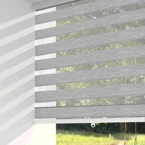 ShadesU Cordless Zebra Blinds for Windows  Light Filtering Dual-Layer Window Shades for Privacy - Easy to Install (Grey Color) (Maximum Height 72") (Width 26.5")