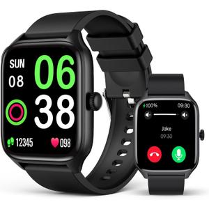 Smart Watch for Men Women, 1.96" GPS Watcher with 120+ Sports Modes, Blood Pressure/Heart Rate/Blood Oxygen/Sleep Monitor, IP67 Waterproof Smartwatch for Android iOS (Black)