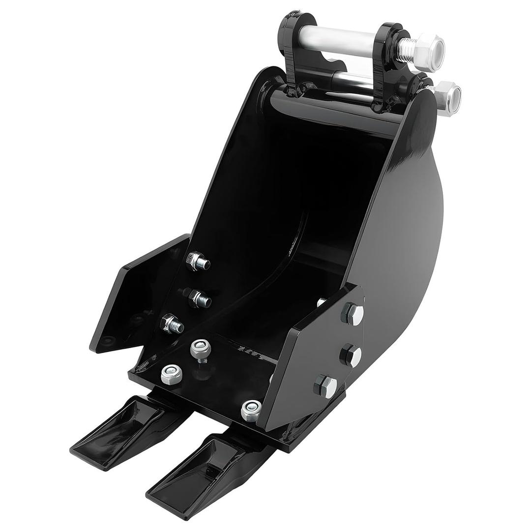 Mini Excavators Bucket 200mm(7.87in) Narrow Digging Attachments up to 3 Tons - Hole Diameter 0.98in, Center Wheelbase 3.54in, Bucket Metal Trenching Digger with Metal Teeth, with 2 pins