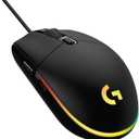 Logitech G203 LIGHTSYNC Wired Gaming Mouse, 8,000 DPI, Rainbow Optical Effect RGB, 6 Programmable Buttons, On-Board Memory, PC/Mac Computer, Laptop Compatible - Black  
