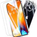 Opxyl Not Yellowing for iPhone 16 Pro Max Case Clear, 360° Protection with 2X Screen Protector + 2X Camera Lens Protector, Mil-Grade Shockproof Phone Case Slim Cover for iPhone 16 Pro Max, Clear Pack 3