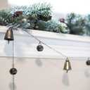 Antique Gold Finish Bell Garland, 7FT Scandinavian Christmas Decor with 15 Bells, Rustic Farmhouse Holiday Garland for Tree, Mantel, Wall Decorations - Vintage European Style Holiday Ornaments