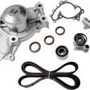 Engine Timing Belt Kit with Water Pump | Compatible with 2001-2010 Toyota Highlander Camry Sienna Solara & Lexus ES300 RX330 RX400h 3.0L 1MZFE/3.3L 3MZFE V6 DOHC 24V | Replaces# TKT-026