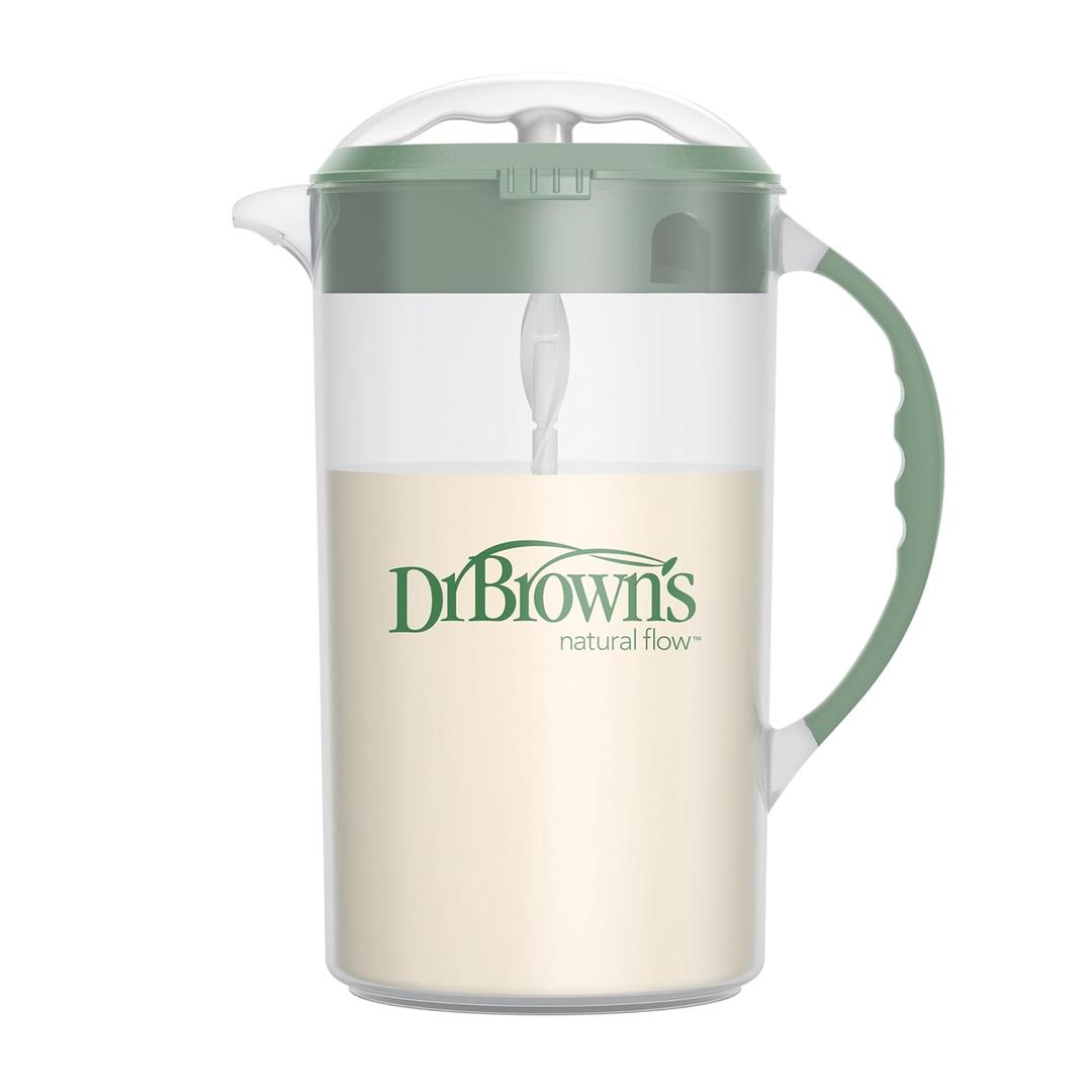 Dr. Brown's Baby Formula Mixing Pitcher with Adjustable Stopper, Locking Lid, & No Drip Spout, 32oz, BPA Free, Olive (Olive)