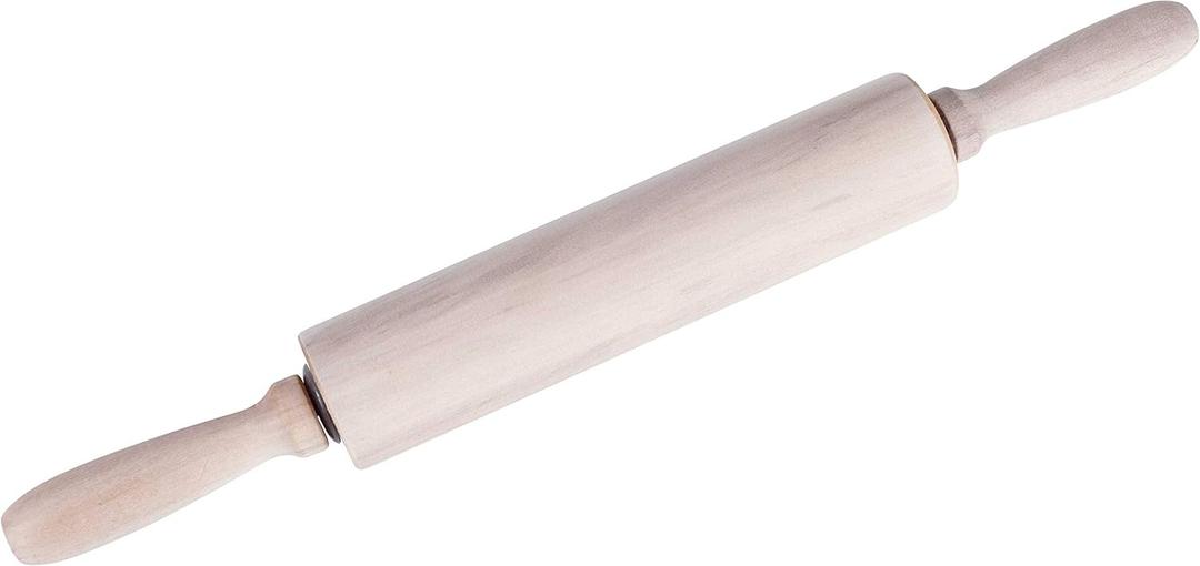 Jacent Genuine Hardwood 7.5 Inch Rolling Pin With Ergonomic Handles, 1-Pack