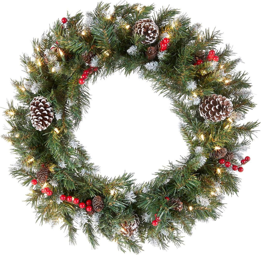 Green Christmas Wreath with Pine Cones, Berry Clusters & Abundant Branches - 21' (16' Frame) Winter Wreath Hanging Decor, 1 PackGreen Christmas Wreath with Pine Cones, Berry Clusters & Abundant Branches - 21' (16' Frame) Winter Wreath Hanging Decor, 1 Pack