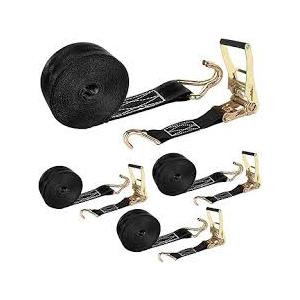 6 Pcs 1 Inch Heavy Duty 20ft Tie Down Straps with Hooks, 2200 LBS Break Strength, Cargo Ratchet Straps for Motorcycle, Appliances, Equipment (Black)