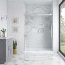 OVE Decors Bel 58-in to 60-in W x 78.75-in H Frameless Sliding Shower Door Soft-Close in Satin Nickel