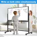 BSTPCOO Magnetic Dry Erase Board with Stand, Double-Sided 36"x24" White Board with Stand, Mobile Whiteboard Rolling Whiteboard on Wheels for Kids & Adults, 2 Eraser, 10 Markers, 12 Magnets