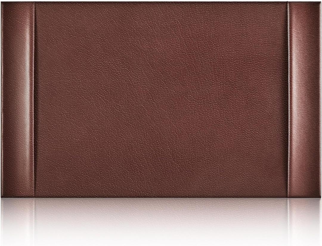 Leather Desk Pad Protector 30" x 18" Leather Desk Blotter with Side Rails Desk Mat for Office Home Workplace Desktop Writing Board Christmas Gifts for Dad Husband Brown)