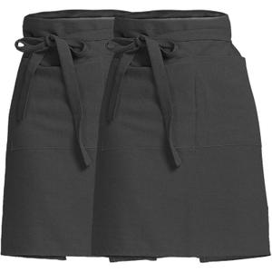 Half Apron for Women Men Cotton Linen with 2 Large Pockets Waist Short Bistro Server Aprons Waiter Waitress Unisex (Black, M)