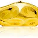 Acrylic Clutch Purse for Women Formal Evening Bag Shell Shape Clutch Handbags with Chain for Party Wedding Prom (Gold)